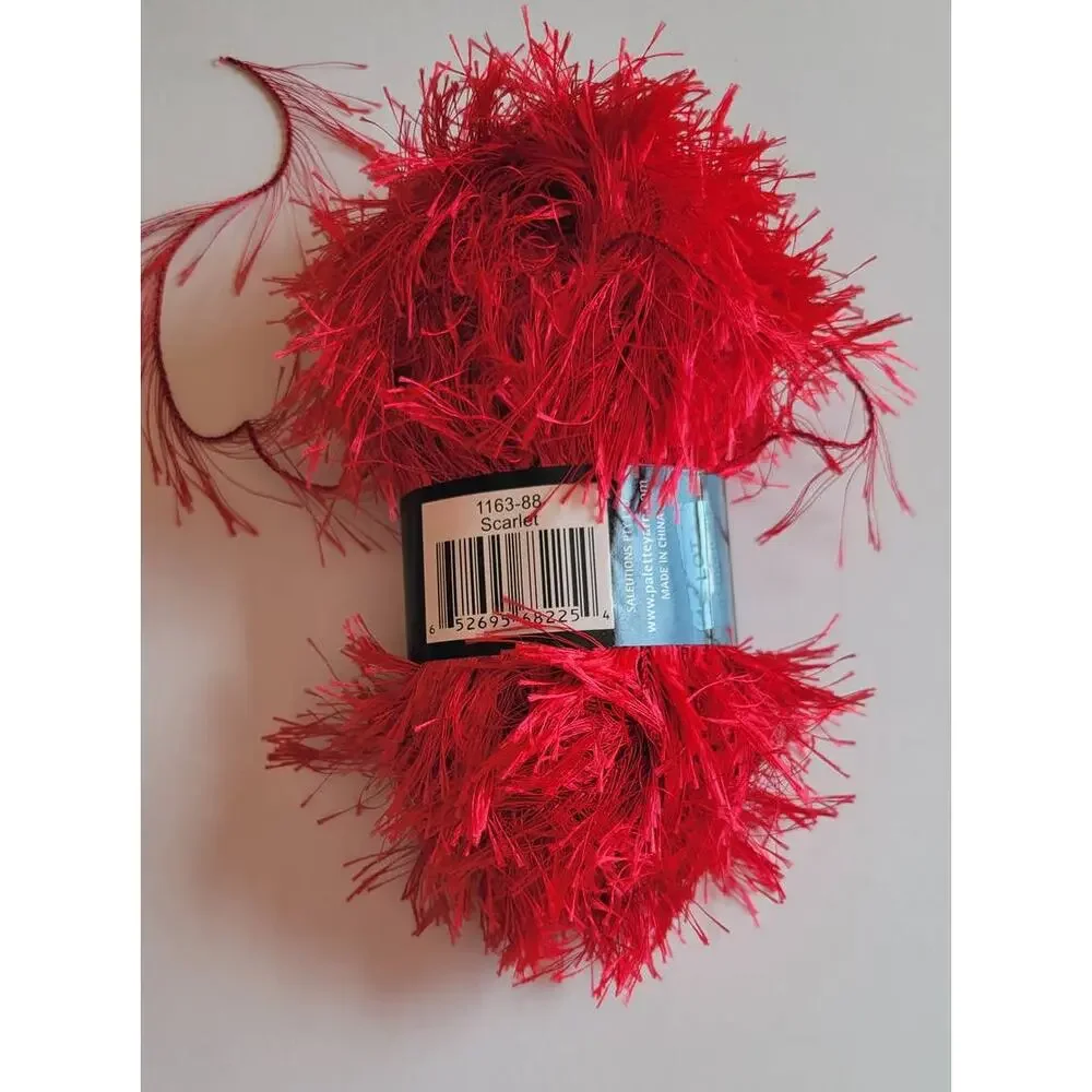 Palette Collection Fringy Series 014 Yarn Lot of 4 in Scarlet Eyelash Novelty